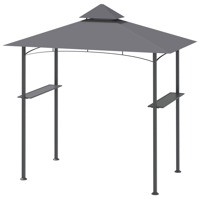 Best 2.5M (8ft) New Double-Tier BBQ Gazebo Grill Canopy Barbecue Tent Shelter Patio Deck Cover - Grey - Image 12