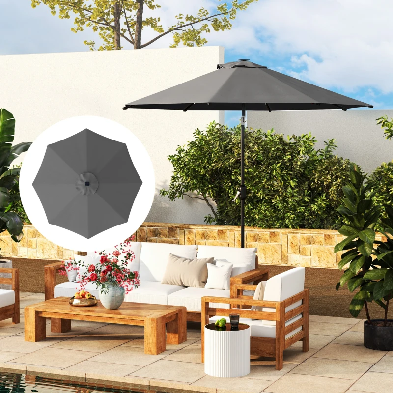 Best 3 m Replacement Parasol Canopy with Top Vent, UPF 50+ Garden Parasol Replacement Canopy, 8 Rib Parasol Cover Replacement Fits Various Frames, Grey - Image 2