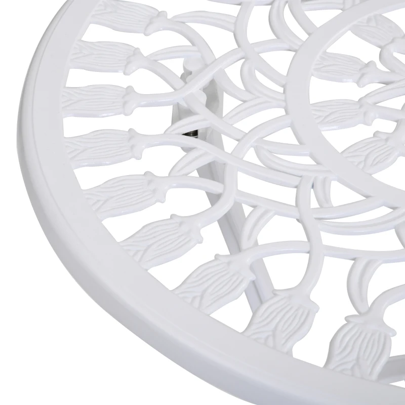 Best 3 Piece Patio Bistro Set for 2, Outdoor Aluminium Garden Table and Chairs with Umbrella Hole for Balcony, White - Image 8