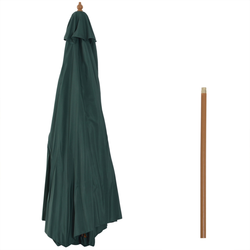 Best 3(m) Wooden Patio Umbrella, Pulley Operated Garden Parasol with Rope Pulley Mechanism and 8 Ribs, Dark Green - Image 10