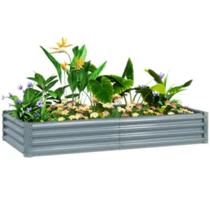Best 180 x 90cm Galvanised Steel Open Planter - Silver