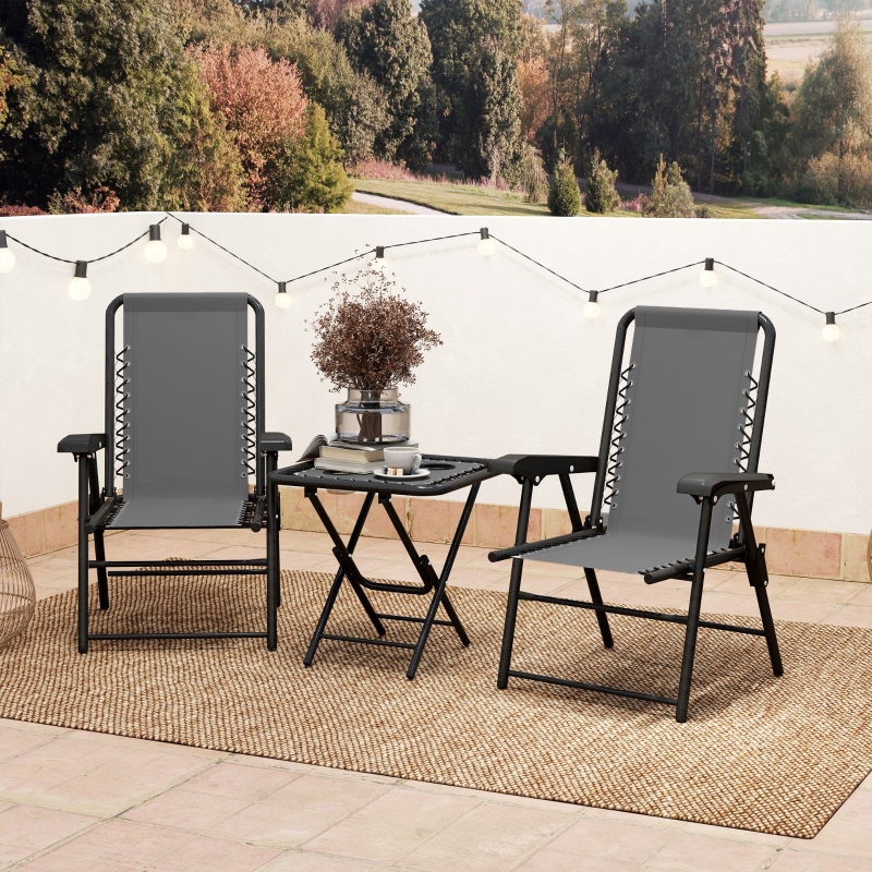 Best Three-Piece Garden Table and Chair Set - Dark Grey - Image 9