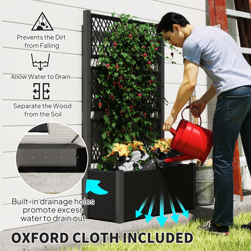 Best Garden Planter Box with Trellis, Liner for Climbing Plants, Vegetables, Flowers, 90 x 35 x 148 cm, Charcoal Grey - Image 6
