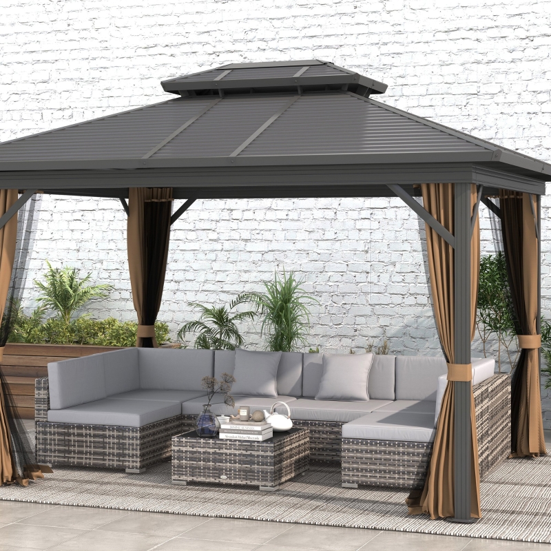 Best Seven-Piece Rattan Garden Set, with Glass-Top Table - Mixed Grey - Image 10