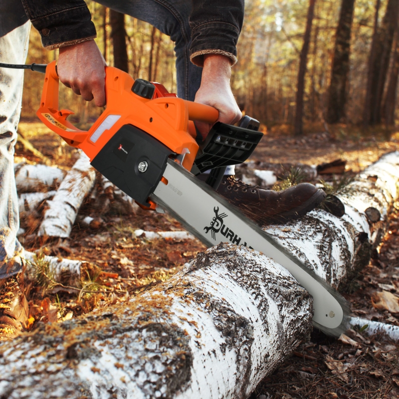 DURHAND Aluminium Electric Chainsaw with Double Brake Protection and Blade Cover, 2000 W, 40 cm, for Wood, Trees and Branches, Orange - Image 10