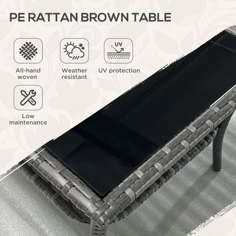 Best Two-tier PE Rattan Square Coffee Table - Grey - Image 4