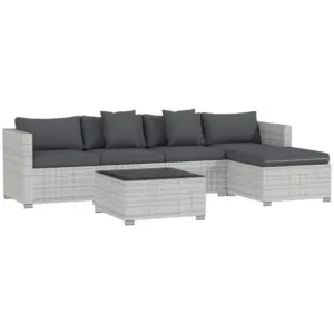 Best 6 Pieces Rattan Corner Sofa Set - Mixed Grey