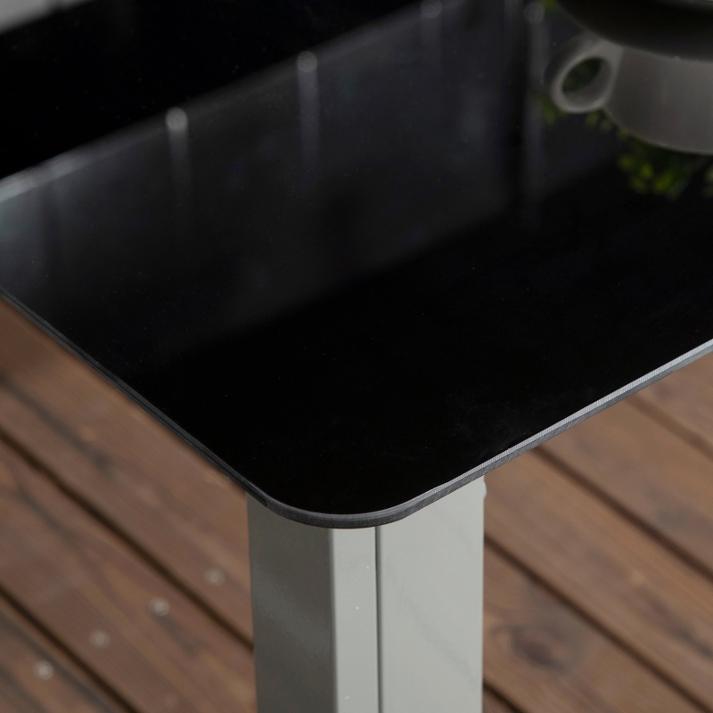 Best 7 Piece Garden Dining Set, Outdoor Table and 6 Folding and Reclining Chairs, Aluminium Frame, Tempered Glass Top Table, Texteline Seats, Black - Image 9