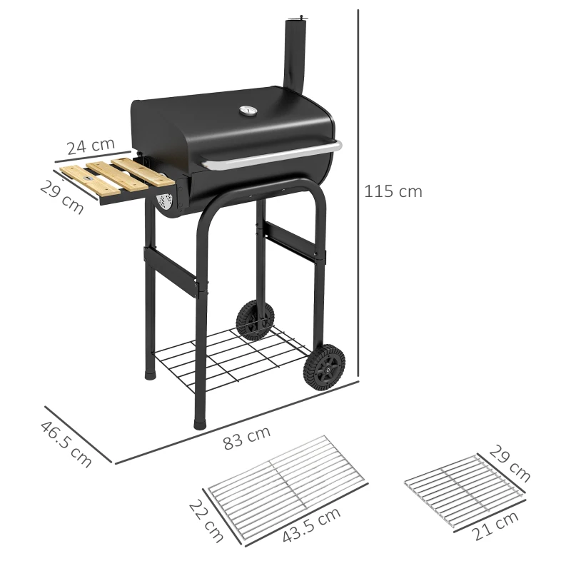 Best Charcoal BBQ, with Thermometer, Shelves and Wheels - Image 3