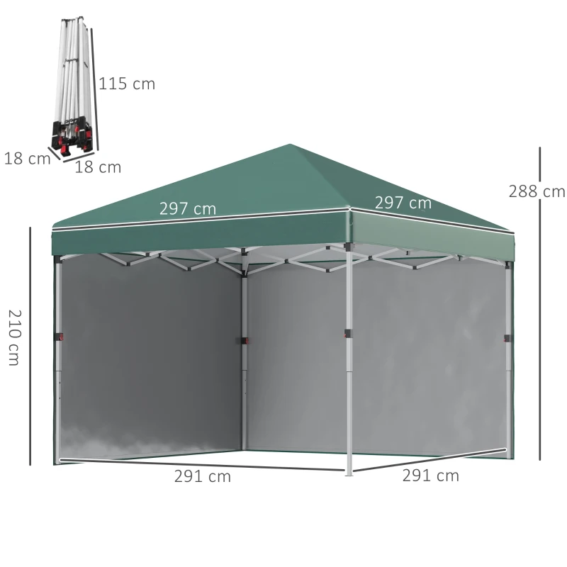 Best 3 x 3 (M) Pop Up Gazebo, UPF 30+ with 2 Sidewalls, Leg Weight Bags and Wheeled Bag, Height Adjustable Party Tent Event Shelter for Garden, Patio, Green - Image 3
