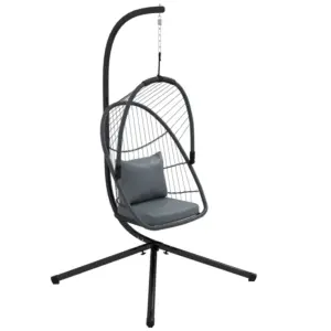 Best Single Egg Chair, with Steel Frame Stand - Grey