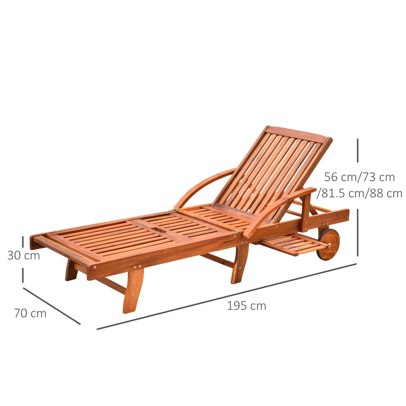Best Outdoor Garden Patio Wooden Sun Lounger Foldable Recliner Deck Chair Day Bed Furniture with Wheels - Image 3