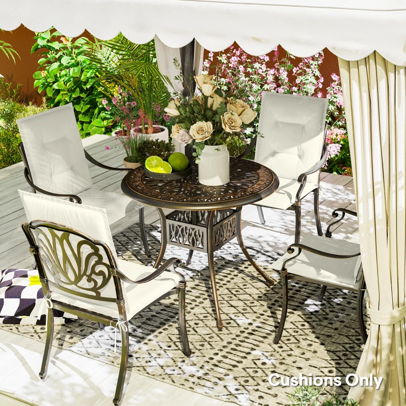 Best Set of Four Padded Garden Seat Cushions - White - Image 8
