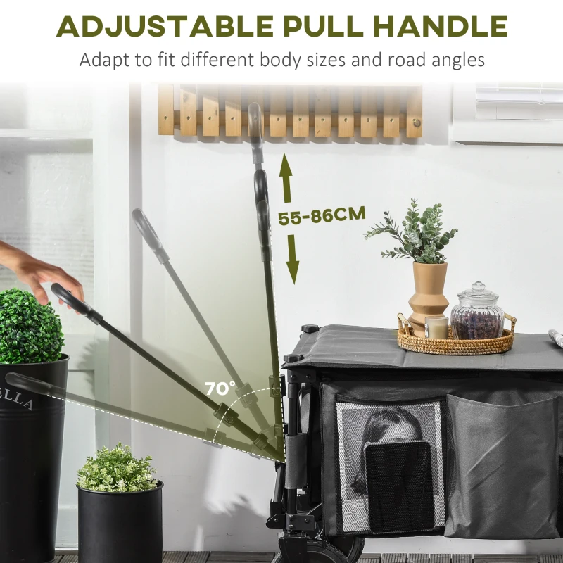 Best Garden Trolley, Cargo Traile on Wheels, Folding Collapsible Camping Trolley, Outdoor Utility Wagon, Dark Grey - Image 4