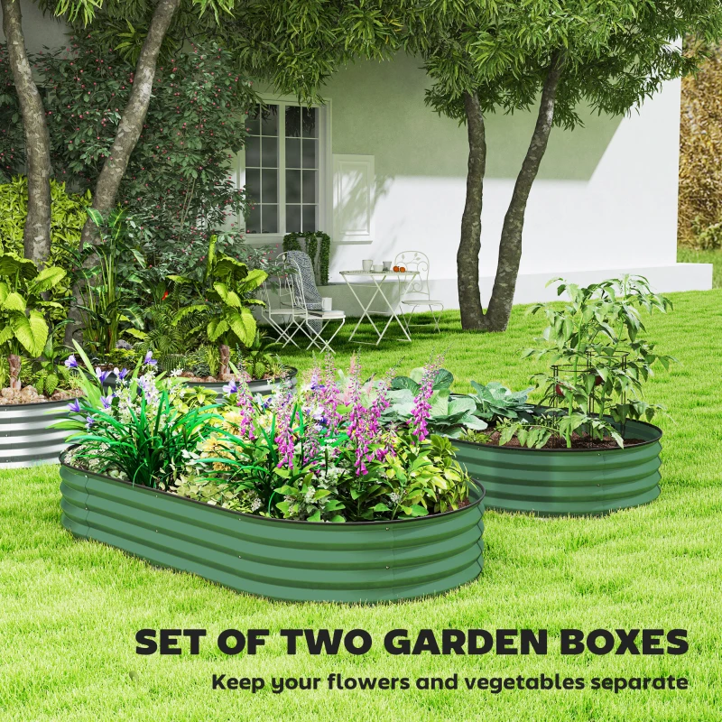 Best Set of Two 181 x 93cm Steel Planters - Green - Image 4