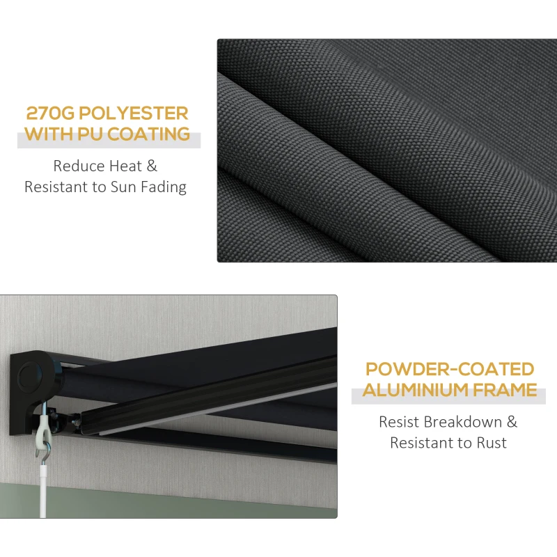 Best 3 x 2.5m Electric Awning with LED Light, Aluminium Frame Retractable Awning Sun Canopies for Patio Door Window - Image 6
