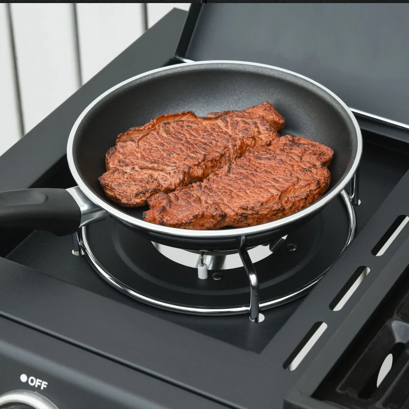 Best 3+1 Burner Gas BBQ Grill, Outdoor Barbecue Trolley with Wheels, Warming Rack, Side Shelves, Cabinet, Thermometer for Garden, Party, Camping, 110L x 50W x 100Hcm, Black - Image 8