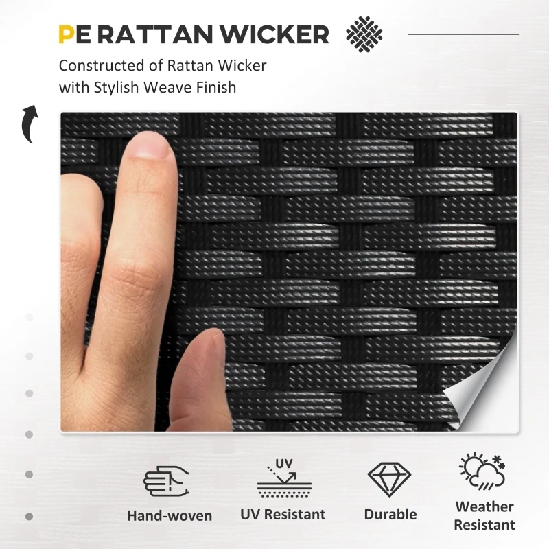 Best 6 Pieces Rattan Garden Furniture Set, 4 Seater Wicker Garden Corner Sofa Set with 2 Storage Tables and Loveseats, Outdoor Conversation Furniture with Cushions for Conservatory, Patio, Black - Image 4