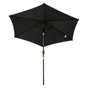 Best 2.6M Garden Parasol Umbrella with Tilt and Crank, Outdoor Sun Parasol Sunshade Shelter with Aluminium Frame, Black