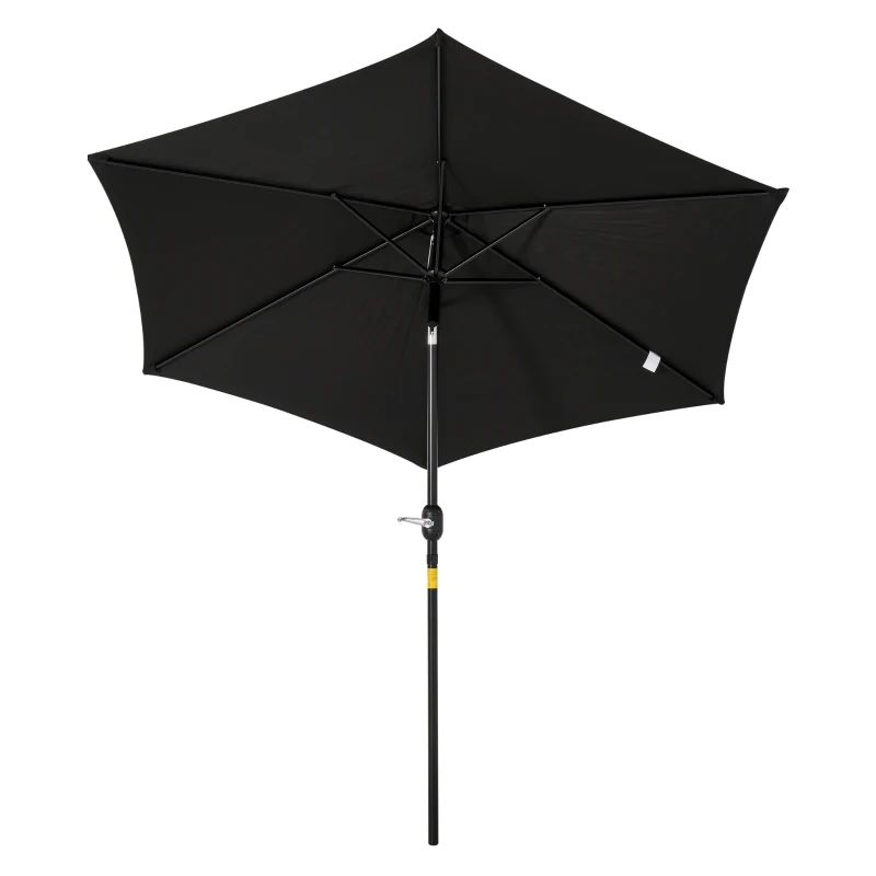 Best 2.6M Garden Parasol Umbrella with Tilt and Crank, Outdoor Sun Parasol Sunshade Shelter with Aluminium Frame, Black