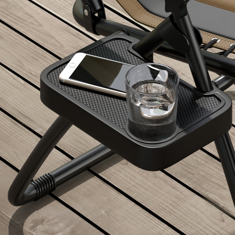 Best Zero Gravity Lounger Chair Set of 2, Folding Reclining Patio Chair with Padded Seat, Cup Holder, Soft Cushion and Headrest for Poolside, Camping, Coffee - Image 9