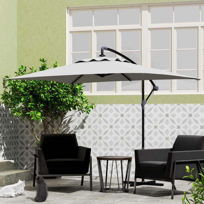 Best 3(m) Cantilever Overhanging Parasol, with Cross Base - Light Grey - Image 9