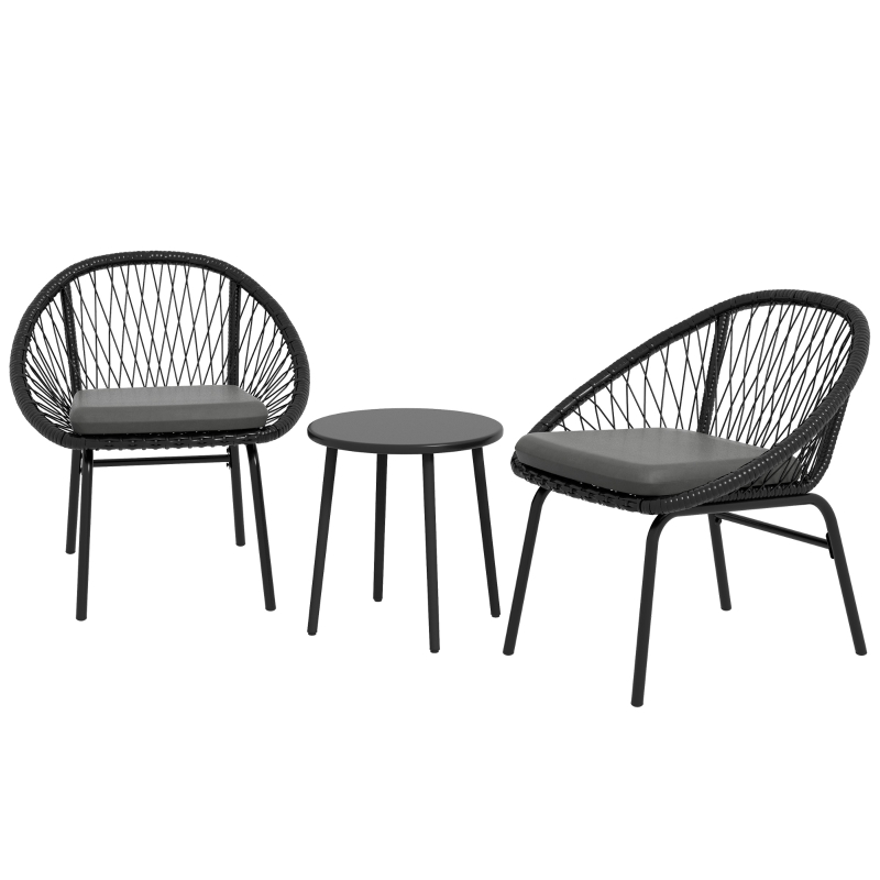 Best Three-Piece Rattan Bistro Set - Black - Image 11