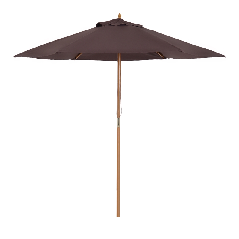 Best 2.5m Wood Garden Parasol Sun Shade Patio Outdoor Wooden Umbrella Canopy Coffee - Image 15
