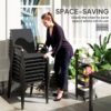 Best 8 Seater Garden Dining Set with Stacking Chairs, Rectangular Tempered Glass Top, Garden Furniture Set, Outdoor Dining Table and Chairs for Patio, Balcony, Poolside, Black - Image 4