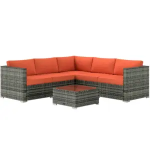 Best Four-Piece Rattan Sofa Set - Orange/Grey