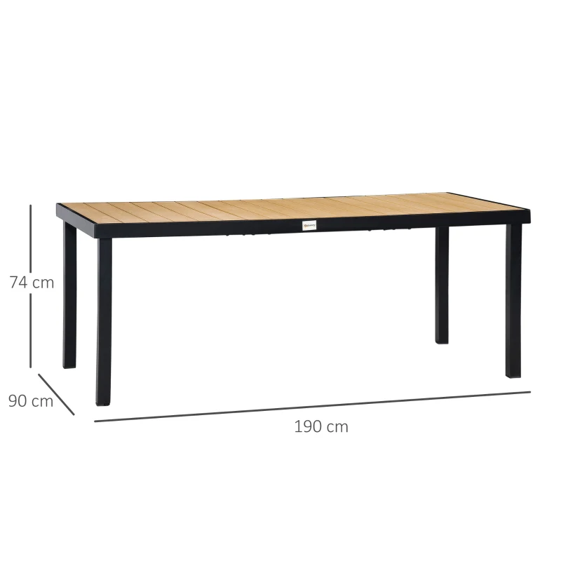 Best Aluminium Outdoor Garden Dining Table for 8 People, Faux Wood Top, for Garden, Patio, 190 x 90 x 74 cm, Natural - Image 3