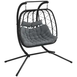 Best Two-Seater Steel Frame Hanging Egg Chair - Black