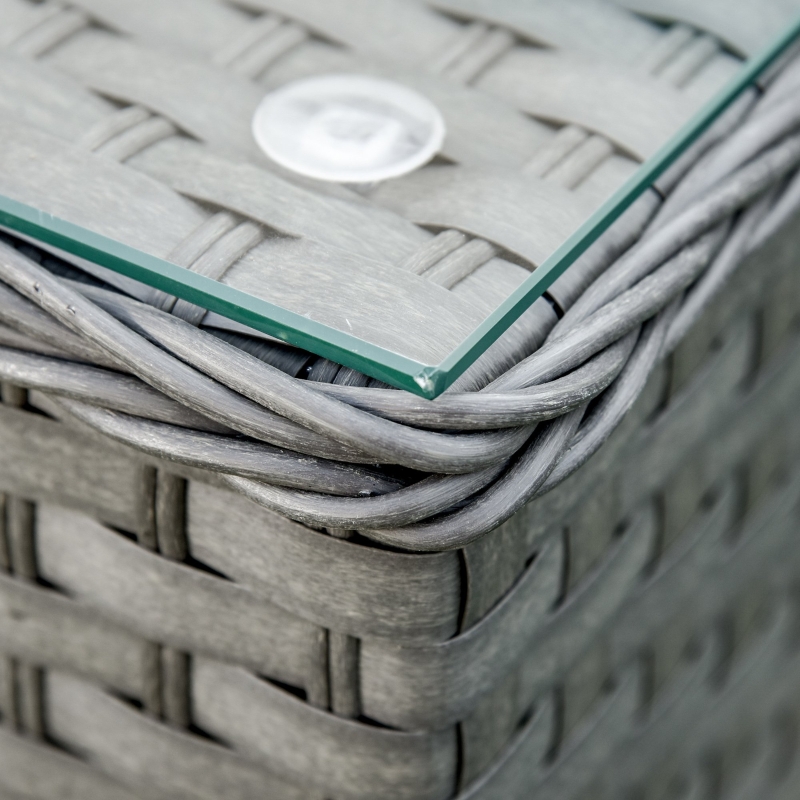 Best 5 PCs PE Rattan Wicker Corner Sofa Set Bonzer Outdoor Conservatory Furniture Lawn Patio Tea Table Footstool w/ Cushion - Grey - Image 11