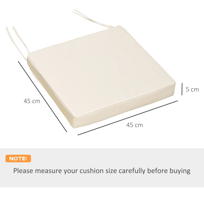 Best Set of 2 Garden Chair Cushions with Ties, 45 x 45 cm Replacement Cushions for Outdoor Furniture, Cream White - Image 3