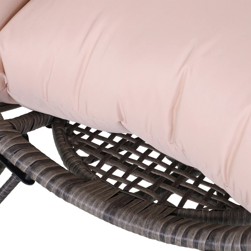 Best Garden Egg Chair, Teardrop Outdoor PE Rattan Chair with Full-body Soft Padded Cushion, Grey - Image 8