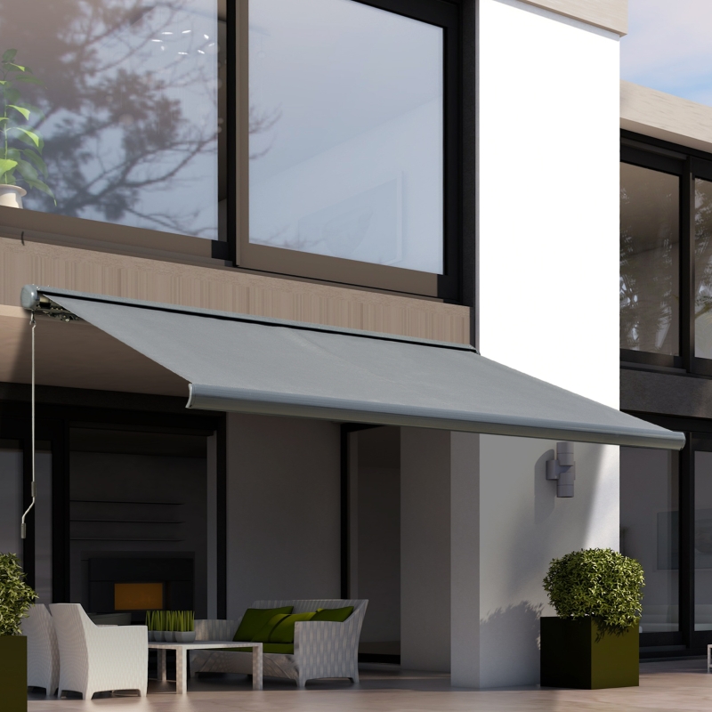 Best Cassette Electric Manual Awning Door Window Retractable Canopy w/ R/C & LED 300W x 0-250D cm - Image 9