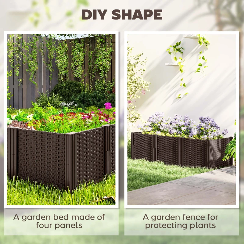Best Plastic Raised Garden Bed, Modular Planter Box Kit, Garden Fence Edging Border for Flowers, Vegetables, Herbs, Brown - Image 4