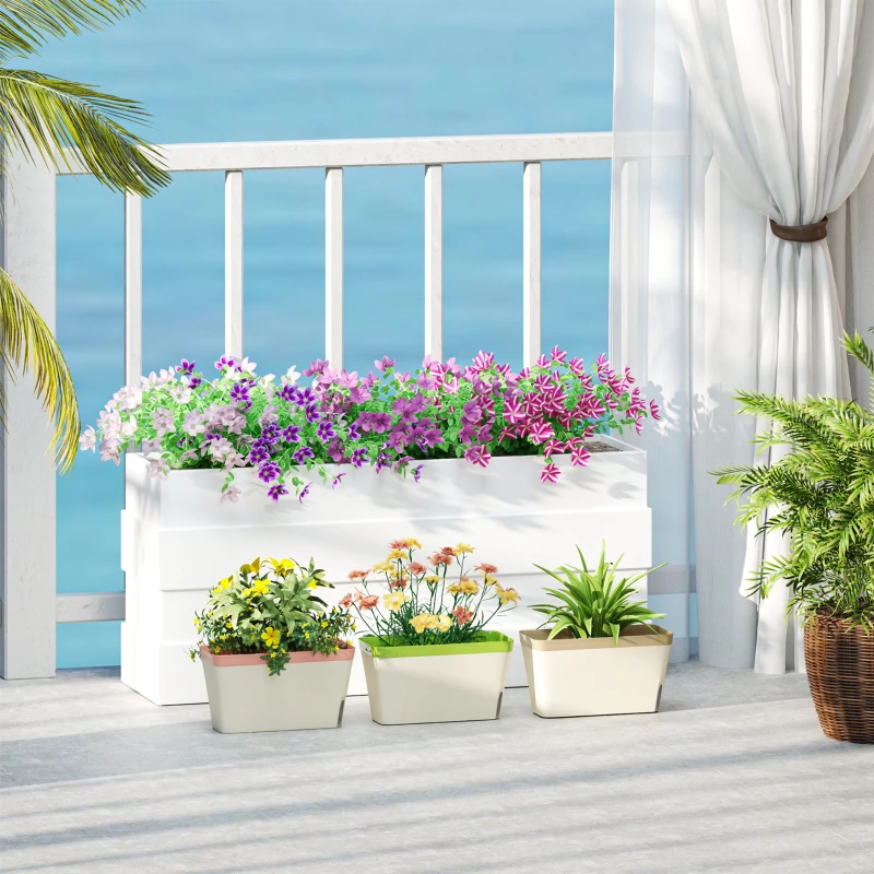 Best Set of 3 Self Watering Plant Pots Outdoor, 27cm Rectangular Garden Planters with Visual Water Level Window, Plastic Flower Pots for Indoor Outdoor Garden Balcony Windowsil - Image 2