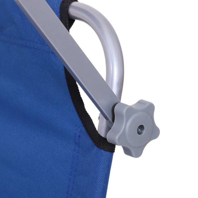 Best Single Sun Lounger, with Awning and Reclining Back - Blue - Image 9