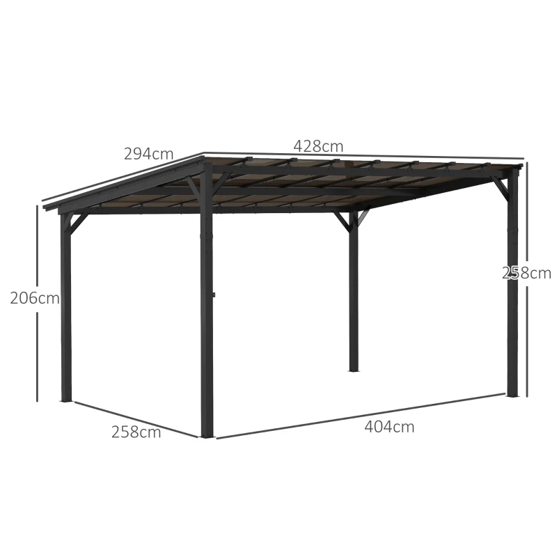 Best 3 x 4.3m Metal Pergola with UPF 50+ and Waterproof Polycarbonate Roof, Wall-Mounted or Free Standing Garden Gazebo, Wind-resistant Outdoor Sun Shade, Dark Grey - Image 3
