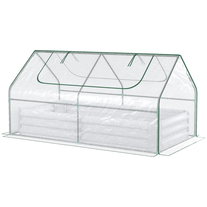 Best Raised Garden Bed with Greenhouse, Steel Planter Box with Plastic Cover, Roll Up Window, Dual Use for Flowers, Vegetables, Fruits and Herbs, 185L x 95W x 92H cm, Clear - Image 11