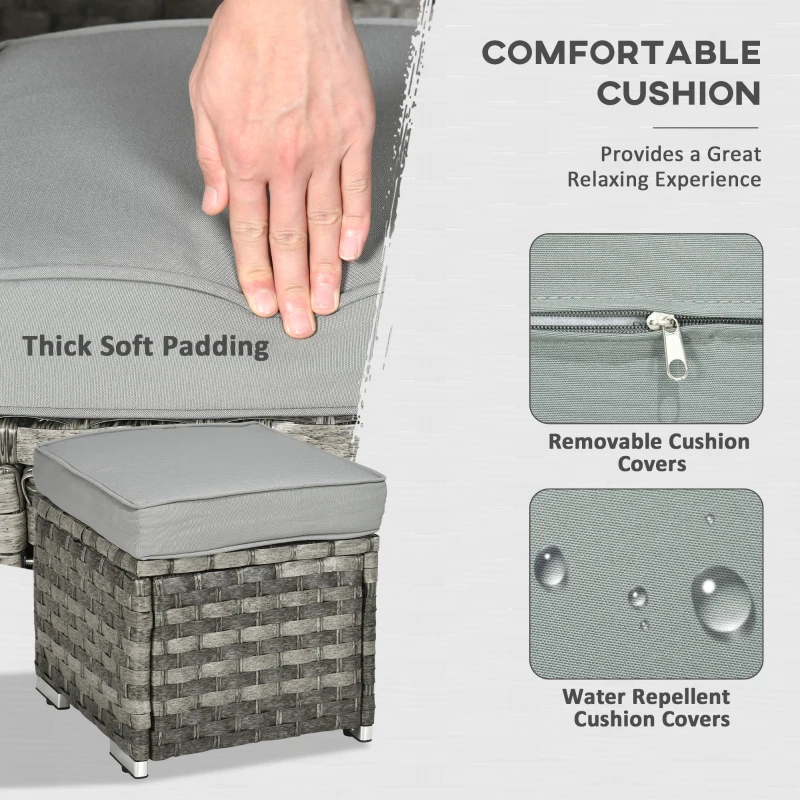 Best Seven-Piece Firepit Table Rattan Sofa Set - Grey - Image 5