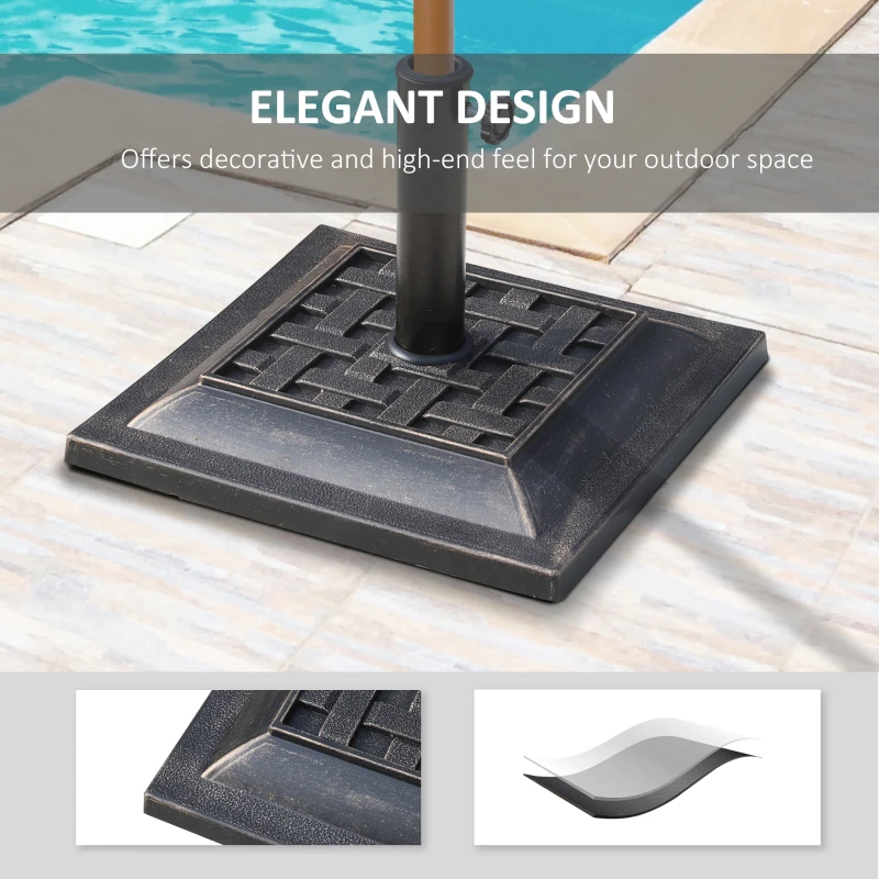 Best 9kg Square Garden Parasol Base Holder Resin Outdoor Market Umbrella Stand with Adjustable Coupler, Bronze - Image 4