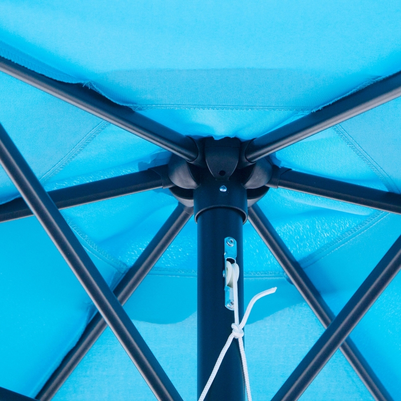 Best 2.6M Garden Parasol Umbrella with Tilt and Crank, Outdoor Sun Parasol Sunshade Shelter with Aluminium Frame, Blue - Image 9