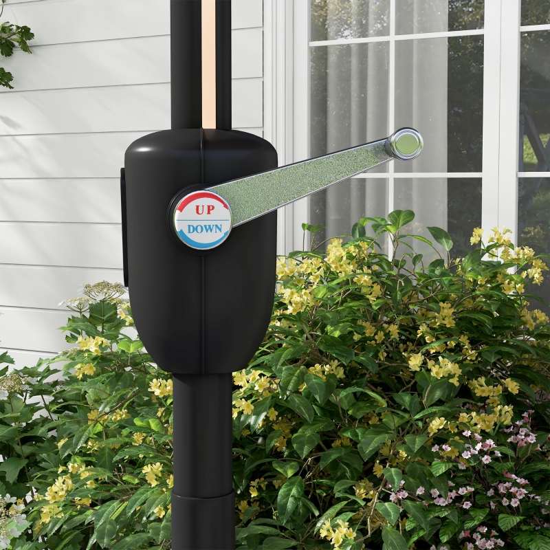 Best 2.65m Garden Parasol, with LED Lights - Dark Grey - Image 9