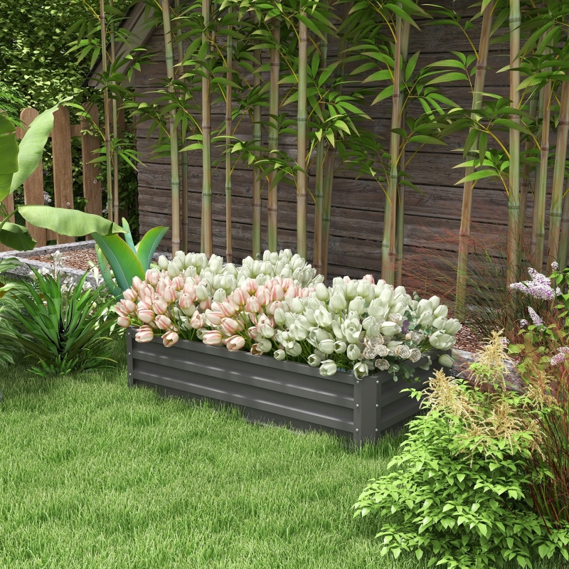 Best Raised Beds for Garden, Galvanised Outdoor Planters for Herbs and Vegetables, for Patio, Garden, Balcony, Light Grey - Image 10