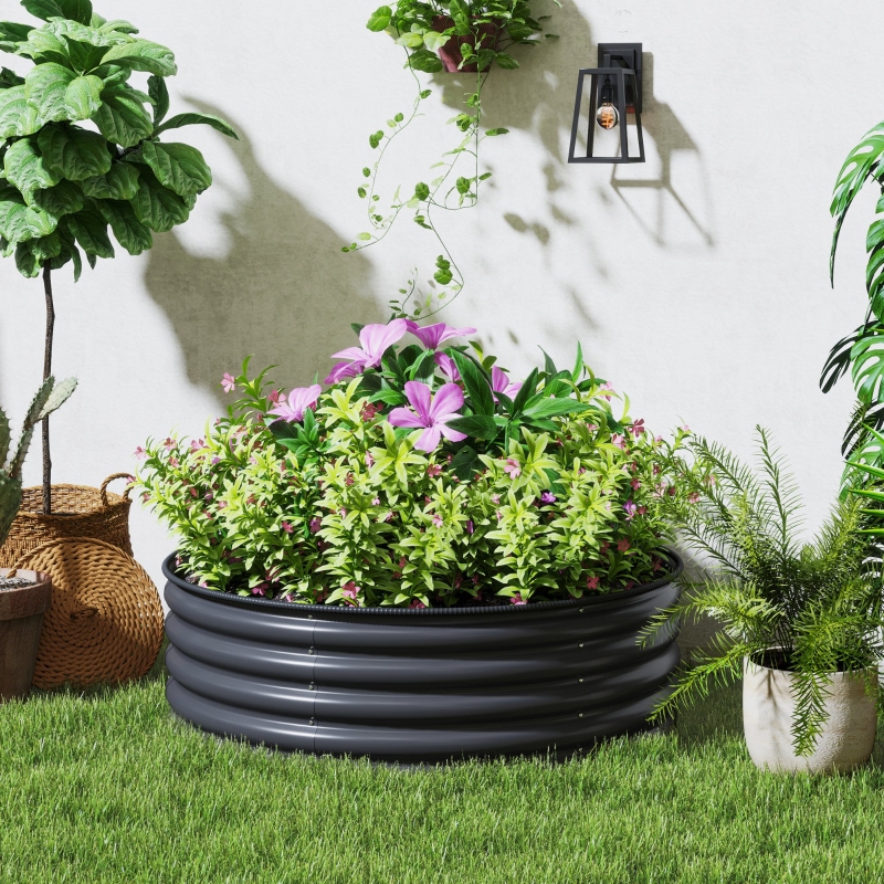 Best Galvanised Raised Garden Bed with Safety Edging, Outdoor Raised Planter Box with Gloves, 120 x 120 x 43cm, Dark Grey - Image 10