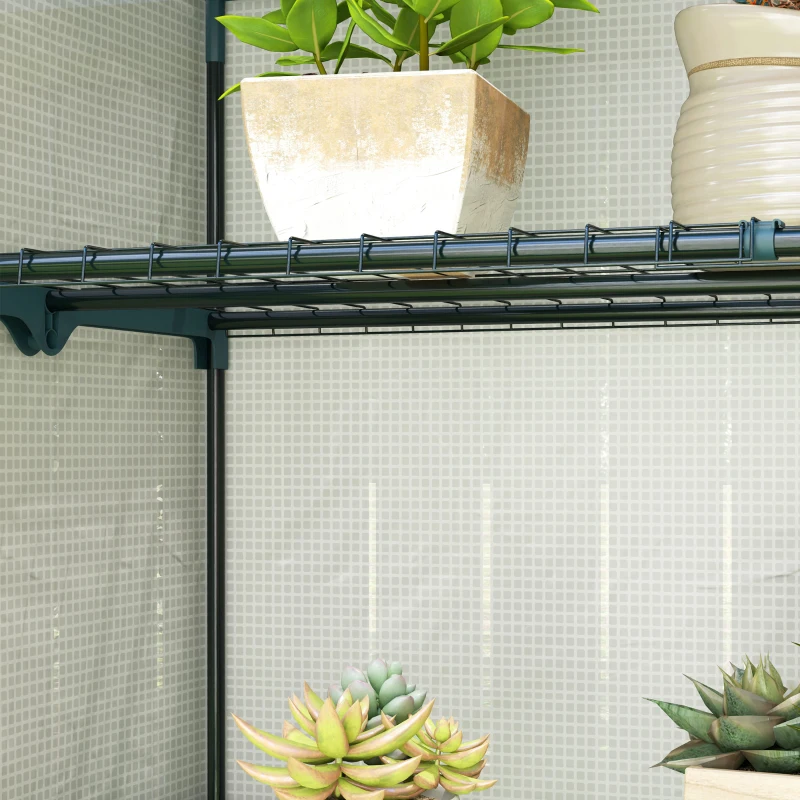 Best 4 Tier Lean-to Mini Greenhouse with Reinforced PE Cover, Portable Small Greenhouse with Roll-Up Door, Grey Hemmed Edging, 110 x 50 x 171cm, Grey - Image 8
