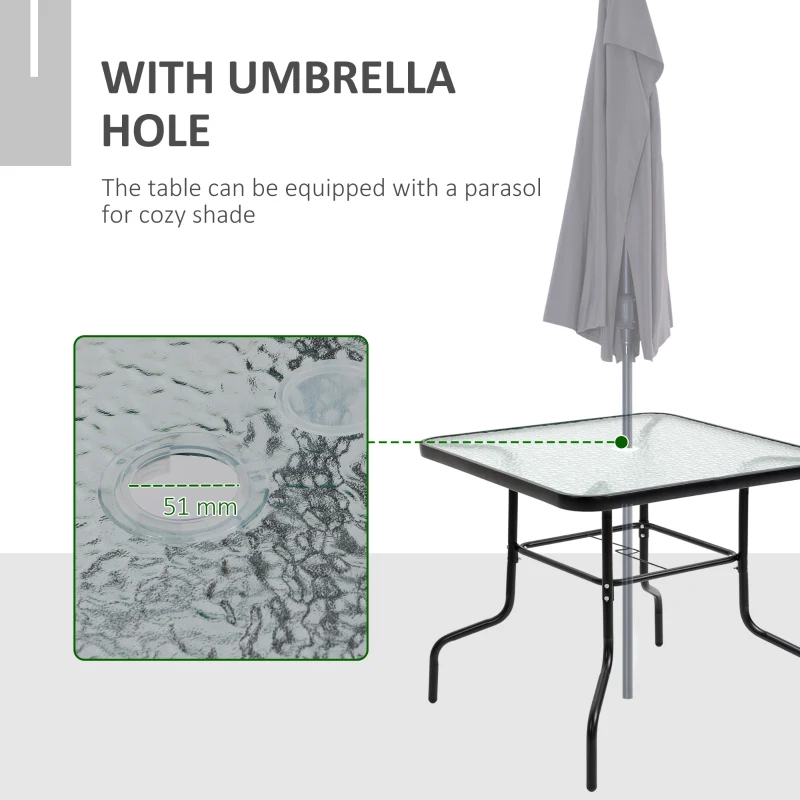 Best 5 Piece Garden Dining Set Outdoor Dining Furniture 4 Folding Chairs, Glass Top Table with Parasol Hole, Texteline Seats, Black - Image 5