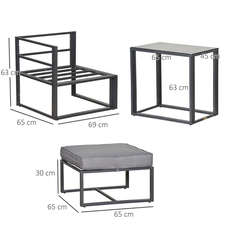 Best 5 Piece Garden Aluminium Conversation Sofa Set Patio Furniture Set Outdoor 2 Sofas 2 Footstools End Table with Cushions - Image 3